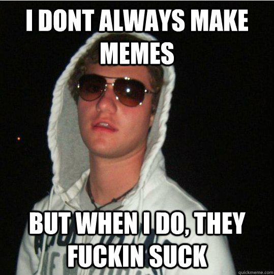 I dont always make memes but when i do, they fuckin suck  dumbass meme gfesser