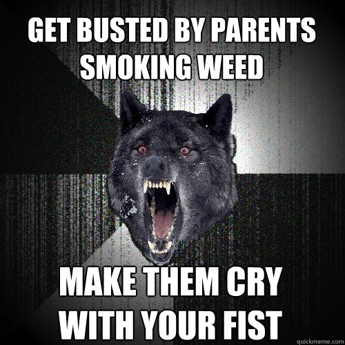 GET BUSTED BY PARENTS 
SMOKING WEED MAKE THEM CRY
With your fist  Insanity Wolf