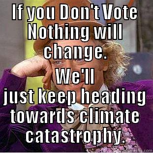 IF YOU DON'T VOTE NOTHING WILL CHANGE. WE'LL JUST KEEP HEADING TOWARDS CLIMATE CATASTROPHY. Condescending Wonka