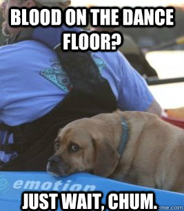 Blood on the dance floor? Just wait, chum.  Emo Dog