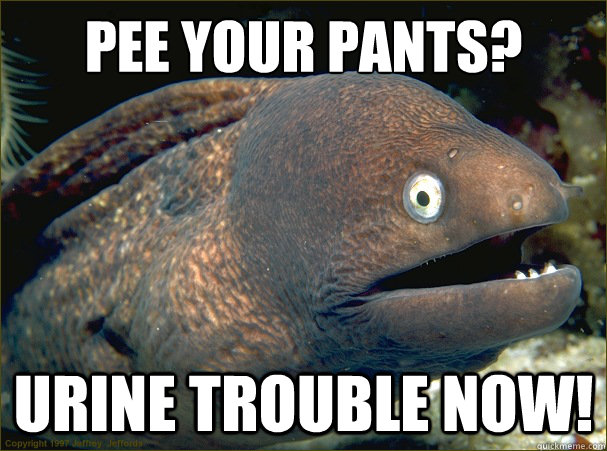 pee your pants? urine trouble now!  Bad Joke Eel