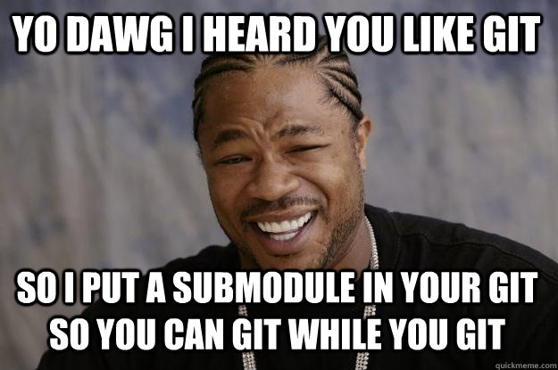 YO DAWG I HEARD YOU LIKE GIT so I put a submodule in your git so you can git while you git - YO DAWG I HEARD YOU LIKE GIT so I put a submodule in your git so you can git while you git  Xzibit meme