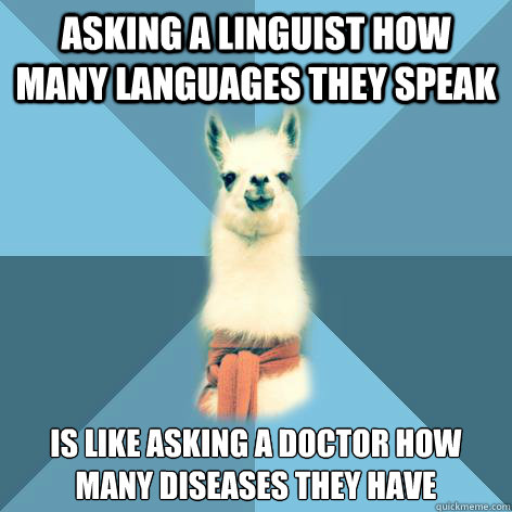 Asking a linguist how many languages they speak is like asking a doctor how many diseases they have - Asking a linguist how many languages they speak is like asking a doctor how many diseases they have  Linguist Llama