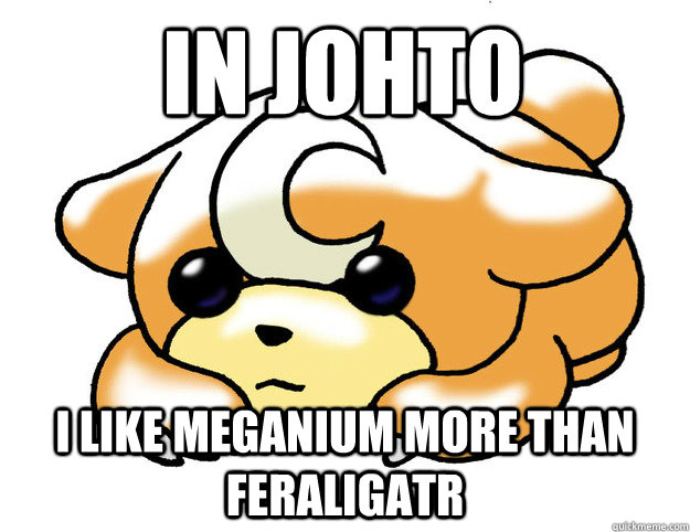 In Johto I like Meganium more than Feraligatr  Confession Teddiursa
