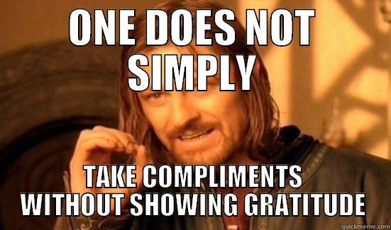 ONE DOES NOT SIMPLY TAKE COMPLIMENTS WITHOUT SHOWING GRATITUDE Boromir