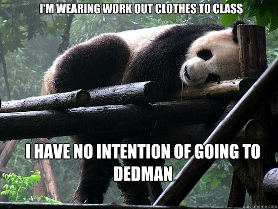 I'M WEARING WORK OUT CLOTHES TO CLASS I HAVE NO INTENTION OF GOING TO DEDMAN   Lazy Panda