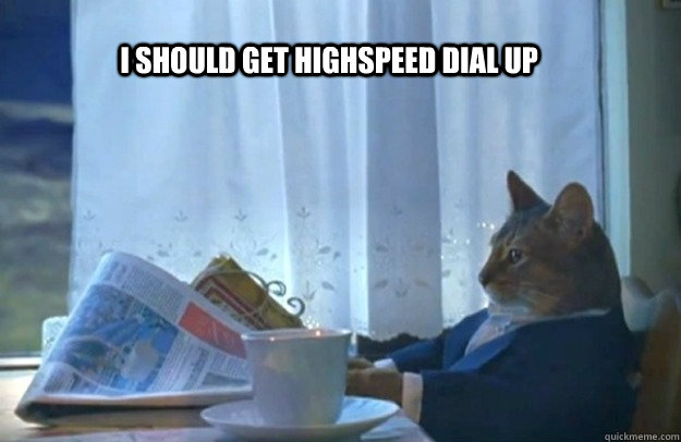 I should get highspeed dial up  Sophisticated Cat