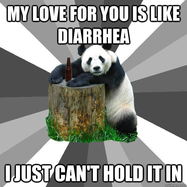 MY LOVE FOR YOU IS LIKE DIARRHEA I JUST CAN'T HOLD IT IN  Pickup-Line Panda