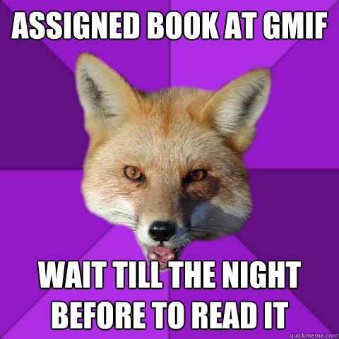 assigned book at GMIF Wait till the Night before to read it  Forensics Fox