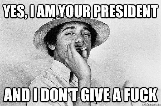yes, i am your president and i don't give a fuck  Obama DGAF