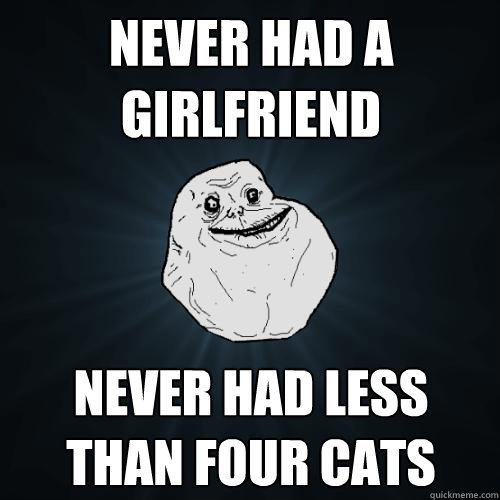 Never had a girlfriend Never had less than four cats  Forever Alone