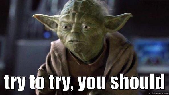    TRY TO TRY, YOU SHOULD True dat, Yoda.