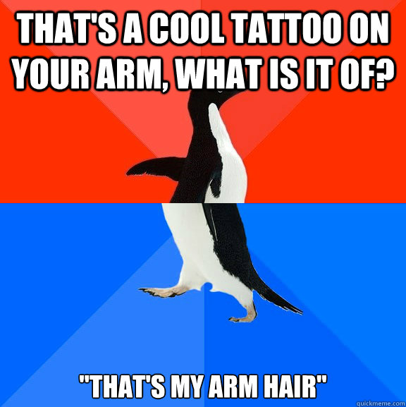 That's a cool tattoo on your arm, what is it of? 