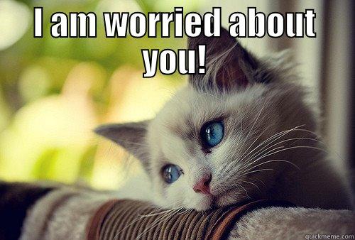 I am worried about you - I AM WORRIED ABOUT YOU!  First World Problems Cat
