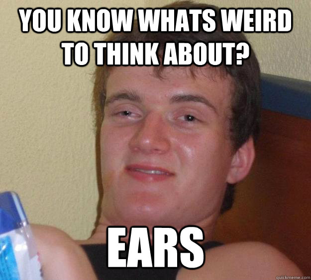 you know whats weird to think about? EARS  10 Guy