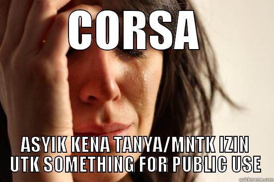 CORSA ASYIK KENA TANYA/MNTK IZIN UTK SOMETHING FOR PUBLIC USE First World Problems