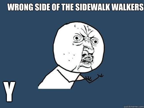 Wrong side of the sidewalk walkers y   Y U No