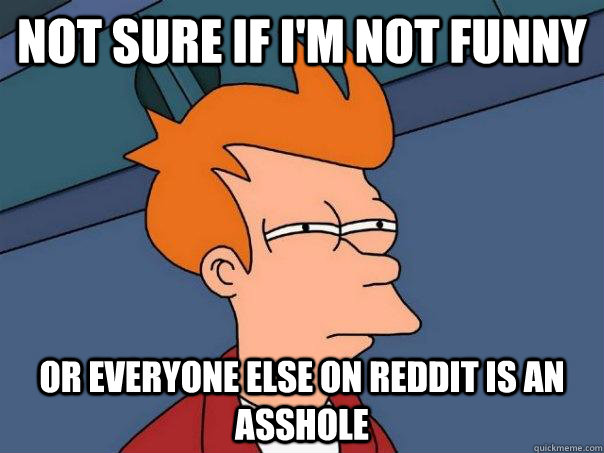 not sure if I'm not funny or everyone else on reddit is an asshole - not sure if I'm not funny or everyone else on reddit is an asshole  Futurama Fry