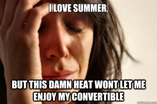 I love summer, but this damn heat wont let me enjoy my convertible   First World Problems