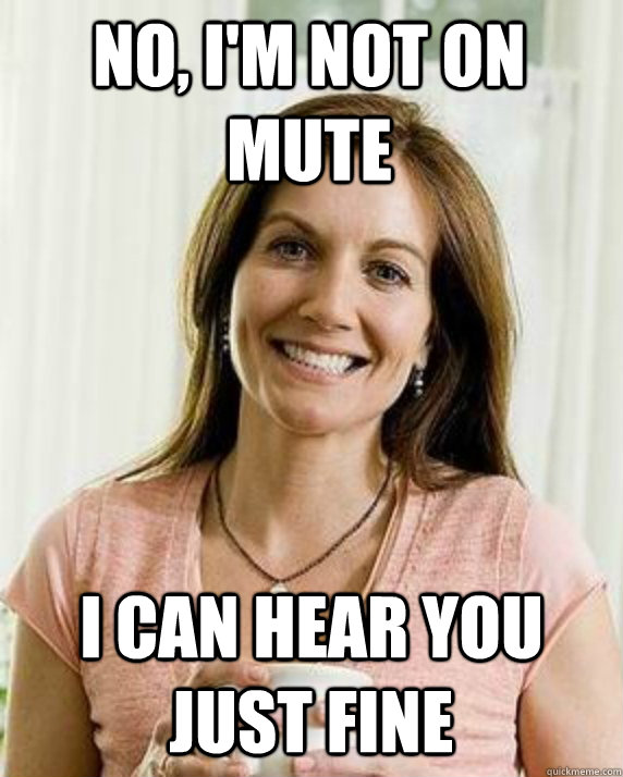 No, i'm not on mute i can hear you just fine  - No, i'm not on mute i can hear you just fine   Annoying Facebook Mom