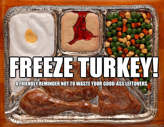 FREEZE TURKEY! A friendly reminder not to waste your good-ass leftovers.  black dynamite thanksgiving