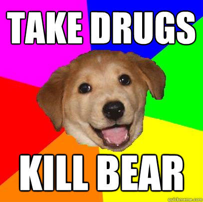 Take drugs kill bear - Take drugs kill bear  Advice Dog