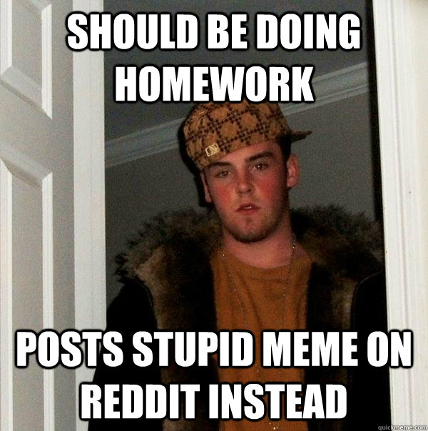 should be doing homework posts stupid meme on reddit instead  Scumbag Steve