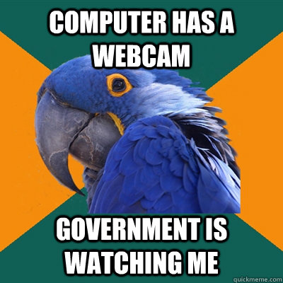 computer has a Webcam Government is watching me - computer has a Webcam Government is watching me  Paranoid Parrot