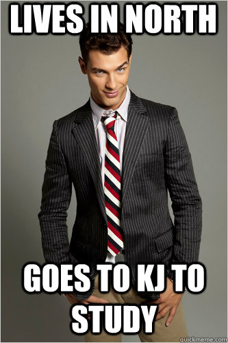 lives in north goes to kj to study  Hamilton Hypocrite
