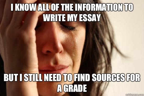 I know all of the information to write my essay but i still need to find sources for a grade  First World Problems