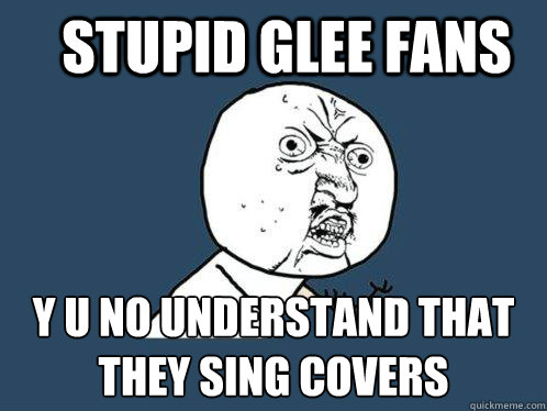 stupid glee fans y u no understand that they sing covers  Y U No