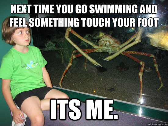 Next time you go swimming and feel something touch your foot its me. - Next time you go swimming and feel something touch your foot its me.  wildly inappropriate crab