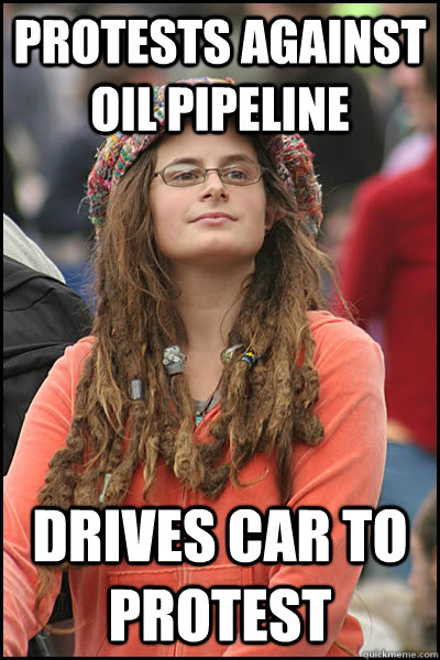 Protests Against Oil Pipeline drives car to protest  College Liberal