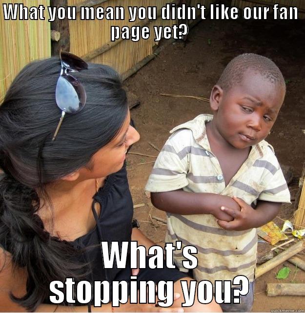 WHAT YOU MEAN YOU DIDN'T LIKE OUR FAN PAGE YET?  WHAT'S STOPPING YOU? Skeptical Third World Kid