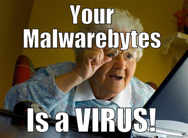 YOUR MALWAREBYTES IS A VIRUS! Grandma finds the Internet