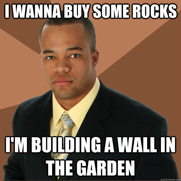 I wanna buy some rocks I'm building a wall in the garden - I wanna buy some rocks I'm building a wall in the garden  Successful Black Man