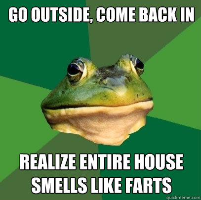 go outside, come back in realize entire house smells like farts  Foul Bachelor Frog