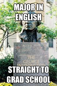 major in english straight to grad school  Ironic GWU