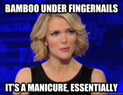 Bamboo under fingernails It's a manicure, essentially - Bamboo under fingernails It's a manicure, essentially  Essentially
