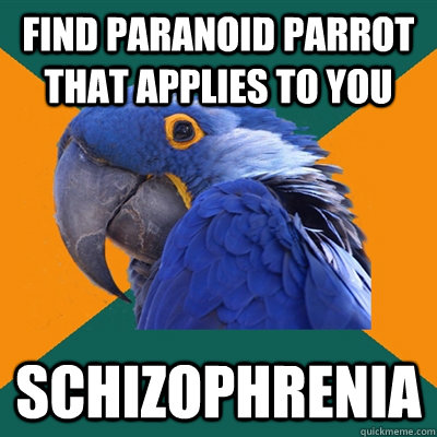 Find paranoid parrot that applies to you schizophrenia  Paranoid Parrot