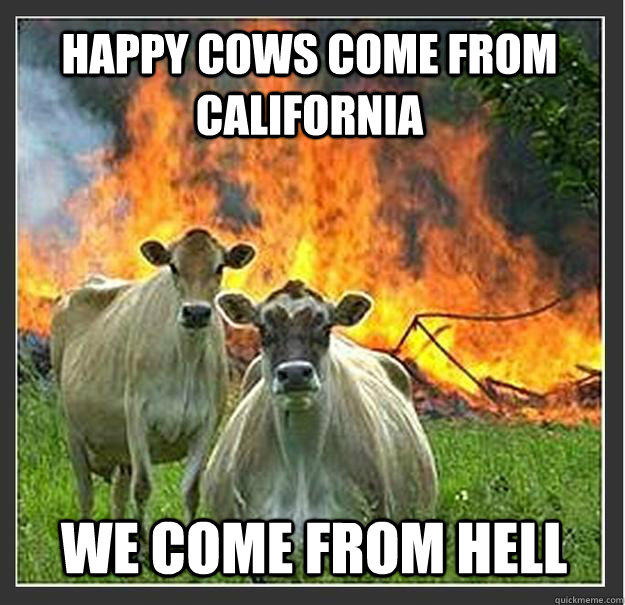 Happy cows come from California We come from hell  Evil cows