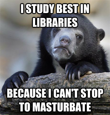 I study best in libraries because I can't stop to masturbate  Confession Bear