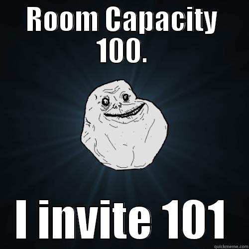 ROOM CAPACITY 100. I INVITE 101 Forever Alone