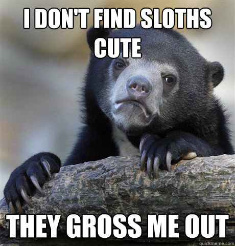 I don't find sloths cute they gross me out  Confession Bear