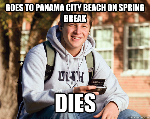 goes to panama city beach on spring break dies  College Freshman