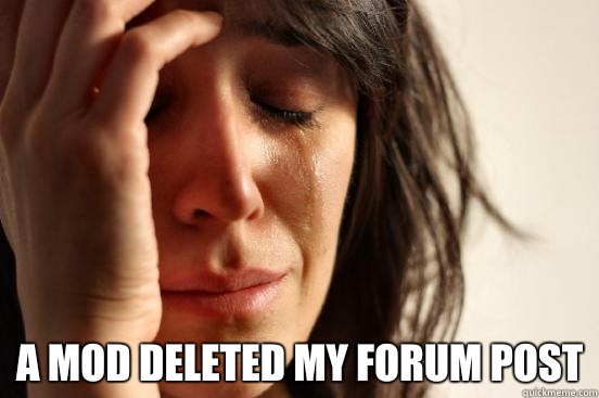  A mod deleted my forum post  First World Problems