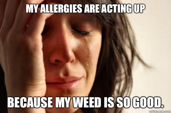My allergies are acting up because my weed is so good.   First World Problems