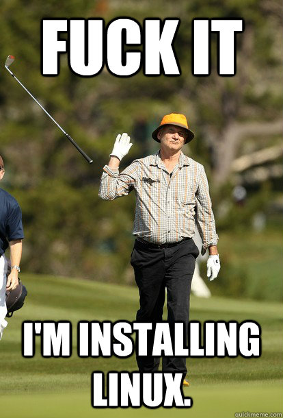 fuck it I'm installing linux.   fuck it bill murray