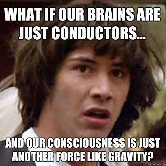 What if our brains are just conductors... And our consciousness is just another force like gravity?  conspiracy keanu