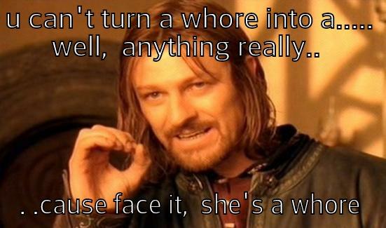 U CAN'T TURN A WHORE INTO A..... WELL,  ANYTHING REALLY..  . .CAUSE FACE IT,  SHE'S A WHORE Boromir